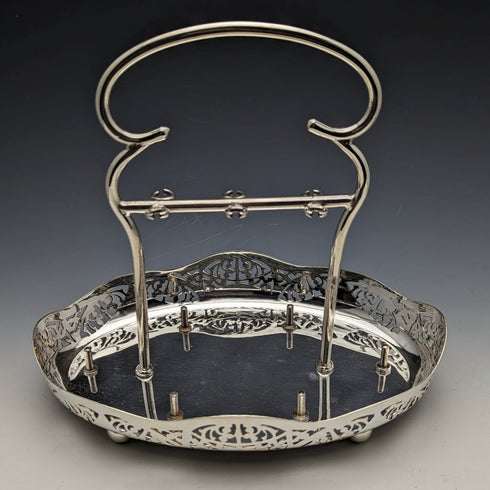 英国アンティーク シルバープレート製 エッグスタンド6組セット ラック付き